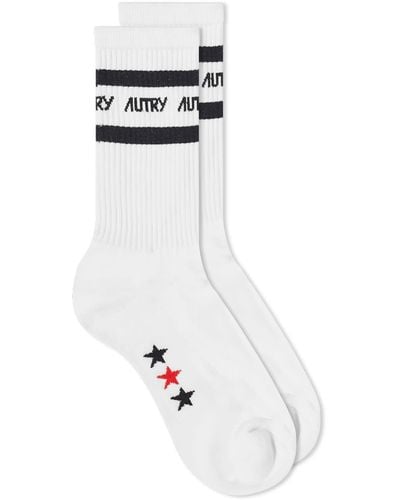 Autry Stripe Sports Sock - White