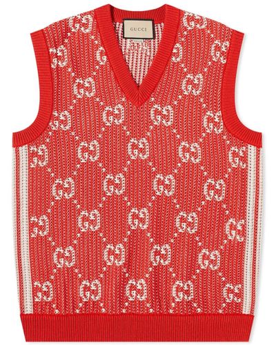 Gucci gg All Over Knit Vest - Red