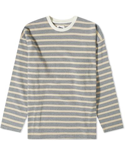 Pilgrim Surf + Supply Long Sleeve Hawkinson Striped T-Shirt - Grey