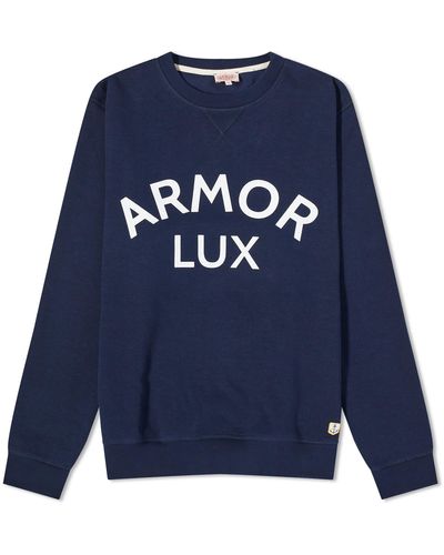 Armor Lux Organic Logo Crew Sweat - Blue