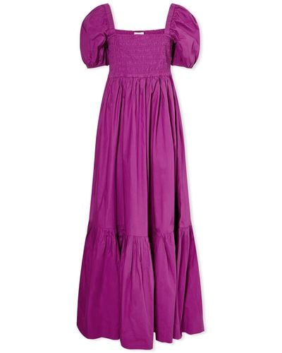 Ganni Smock Maxi Dress - Purple