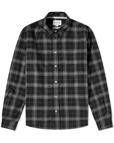 Norse Projects Anton Brushed Flannel Check Shirt - Gray