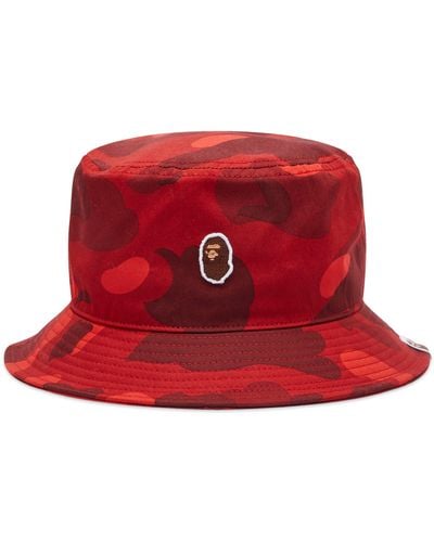 A Bathing Ape Colour Camo Bucket Hat - Red