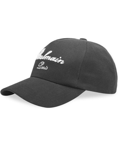 Balmain Signature Logo Cotton Cap - Black