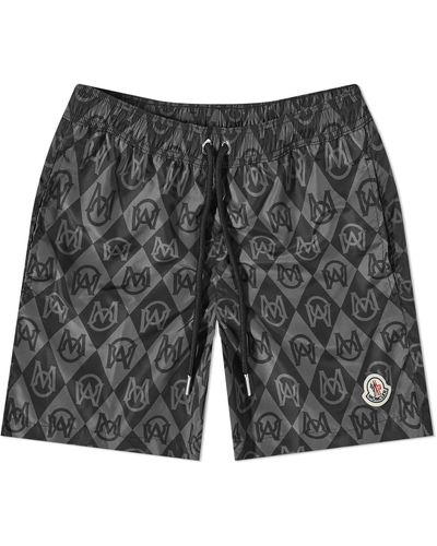 Moncler Monogram Swim Shorts - Gray
