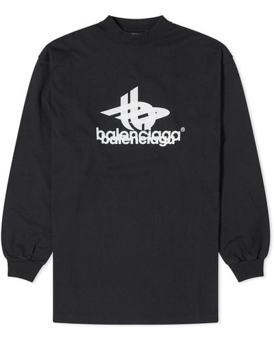 Balenciaga Long Sleeve Logo T-Shirt - Black