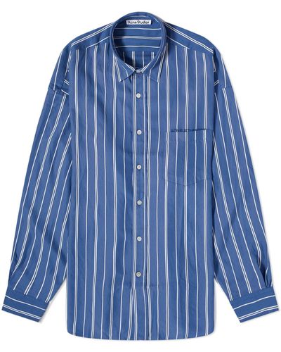 Acne Studios Setiter Fluid Stripe Shirt - Blue