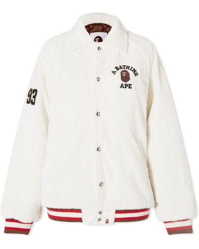 A Bathing Ape University Boa Varsity Jacket - White
