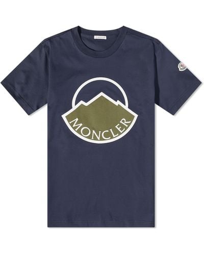 Moncler Mountain Logo T-Shirt - Blue