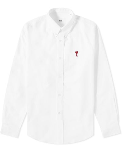Ami Paris Button Down Logo Oxford Shirt - White