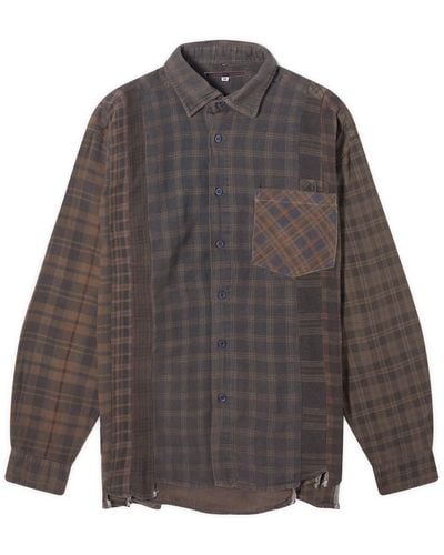 Needles 7 Cuts Over Dyed Flannel Shirt - Gray