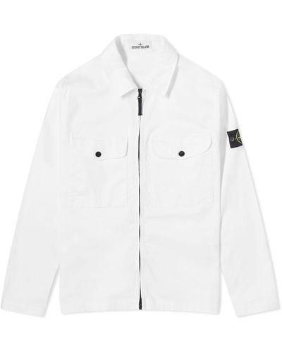 Stone Island Stretch Cotton Double Pocket Shirt Jacket - White