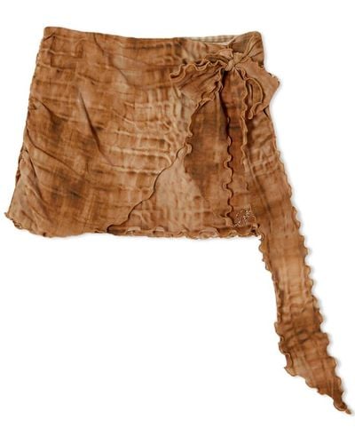 Blumarine Tulle Wrap Mini Skirt - Brown