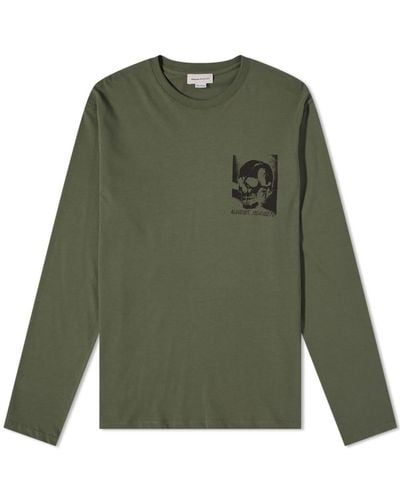 Alexander McQueen Long Sleeve Small Skull T-shirt - Green
