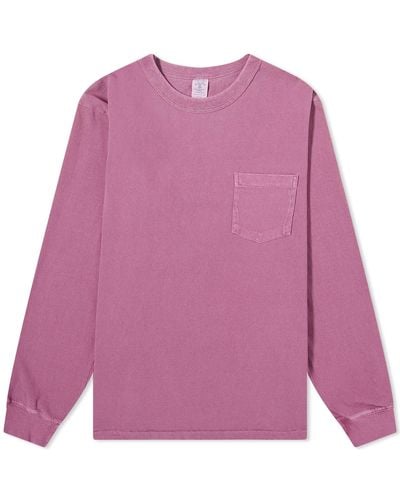 Velva Sheen Long Sleeve Pigment Dyed Pocket T-Shirt - Purple