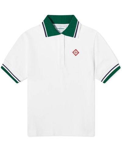 Casablancabrand Textured Pique Polo Shirt Top - White