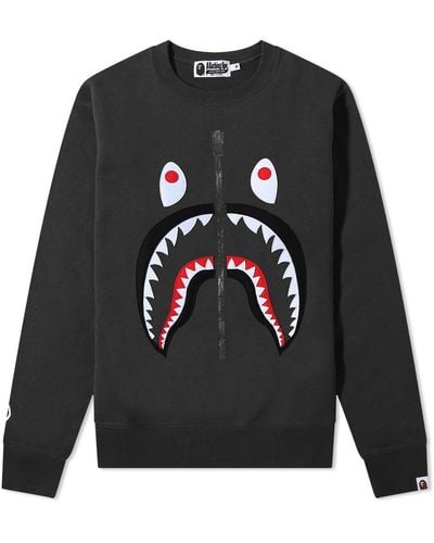 A Bathing Ape Patched Shark Crew Sweat - Black
