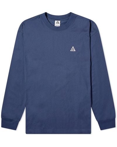 Nike Acg Long Sleeve Logo T-Shirt - Blue
