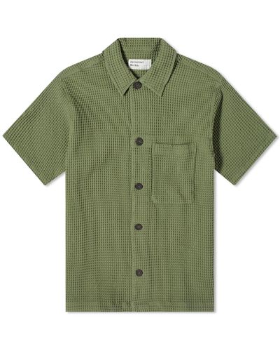Universal Works Pike Waffle Short Sleeve Shirt - Green