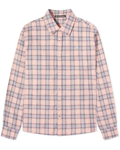 Acne Studios Sarlie Dry Flannel Check Shirt - Pink