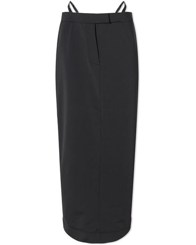 Alexander Wang Fitted Long Skirt With Logo Elastic G String - Black