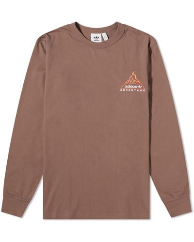 adidas Long Sleeve Adventure Volcano T-Shirt - Brown