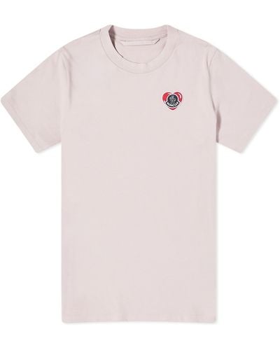 Moncler Heart Badge Short Sleeve T-Shirt - Pink