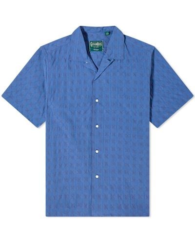 Gitman Vintage Japanese Ripple Jacquard Camp Shirt - Blue