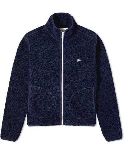 Drake's Boucle Wool Fleece Jacket - Blue