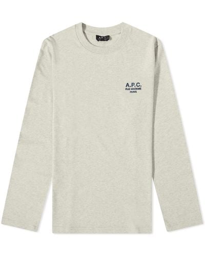 A.P.C. Long Sleeve Olivier Embroidered Logo T-Shirt - Multicolour