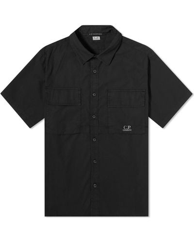 C.P. Company Cotton Ripstop Short Sleeve Shirt - Black
