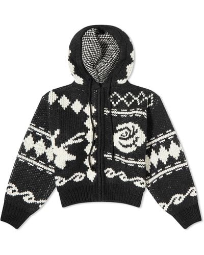 TheOpen Product Open Yy Rose & Deer Jacquard Knit Jacket - Black