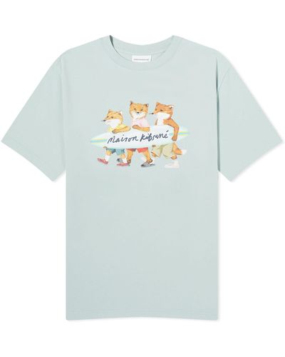 Maison Kitsuné Surfing Foxes Comfort T-Shirt - Blue