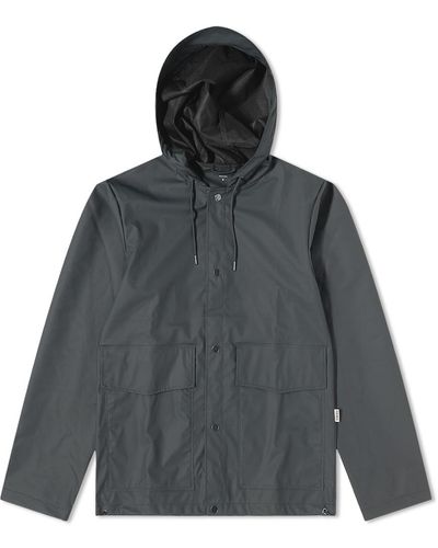Rains Short Hooded Coat - Gray