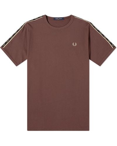 Fred Perry Contrast Tape Ringer T-Shirt - Brown