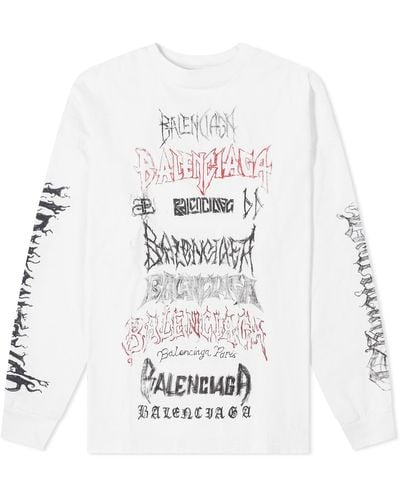 Balenciaga Metal Logo Long Sleeve T-Shirt - White