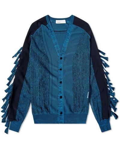 Toga Fringe Knit Cardigan - Blue