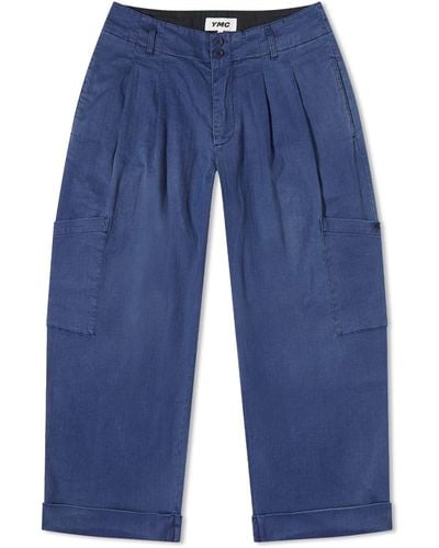 YMC Grease Washed Trousers - Blue