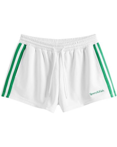 Sporty & Rich Serif Logo Embroidered Shorts - White
