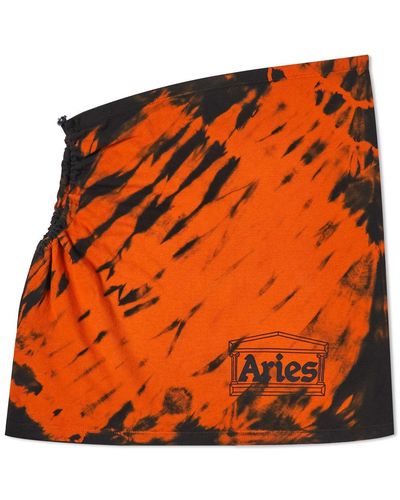 Aries Tiger Dye Tech Hole Skirt - Orange