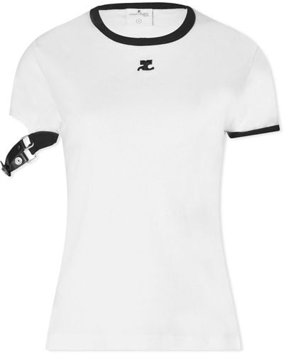 Courreges Buckle Contrast T-Shirt - White