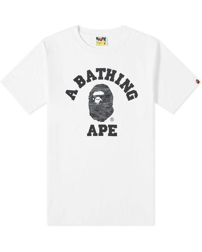 A Bathing Ape Grid Camo University T-shirt - White