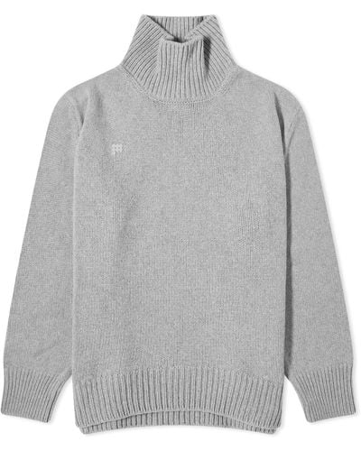PANGAIA Recycled Cashmere Knit Chunky Turtleneck Jumper - Grey