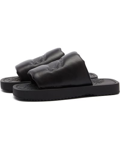 Burberry Quilted Leather Slide Sandals - Black