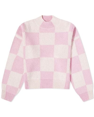 Stine Goya Adonis Checkerboard Knitted Sweater - Pink