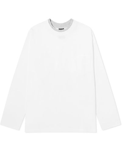 FRIZMWORKS Double Neck Longsleeve Pocket T-Shirt - White