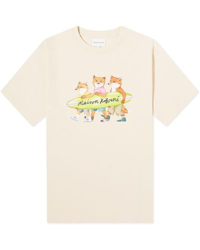 Maison Kitsuné Surfing Foxes Comfort T-Shirt - Natural