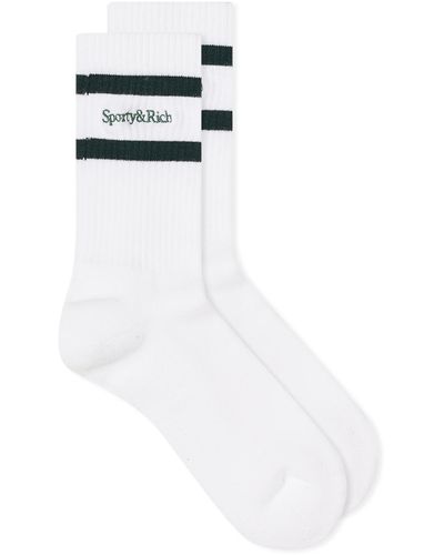 Sporty & Rich Serif Logo Socks - White