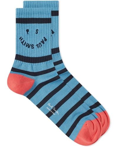 Paul Smith Stripey Happy Socks - Blue