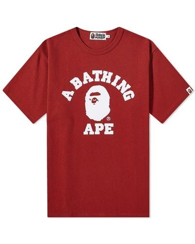 A Bathing Ape University Heavy Weight T-Shirt - Red